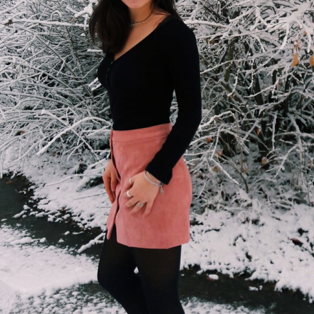 Pink suade skirt